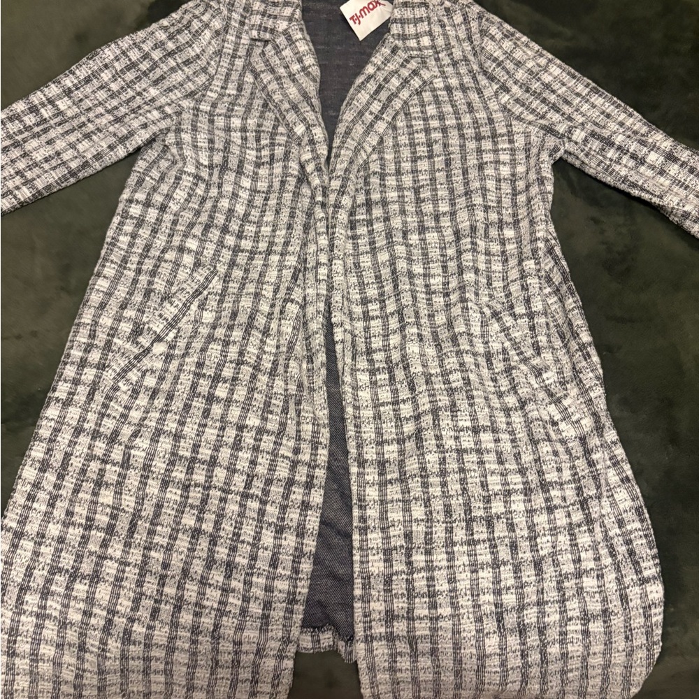 MELLODAY Black and White Textured Coat